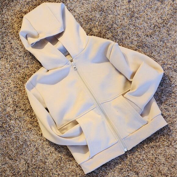 Stitch & Stone Kids 6 Beige Tan Surf Beach Puff Print Zip Hoodie NWOT - Picture 1 of 6